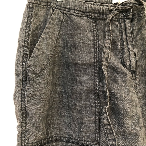 Eileen Fisher 100 linen wide leg crop drawstring pant w pockets indigo wash M - Picture 7 of 12